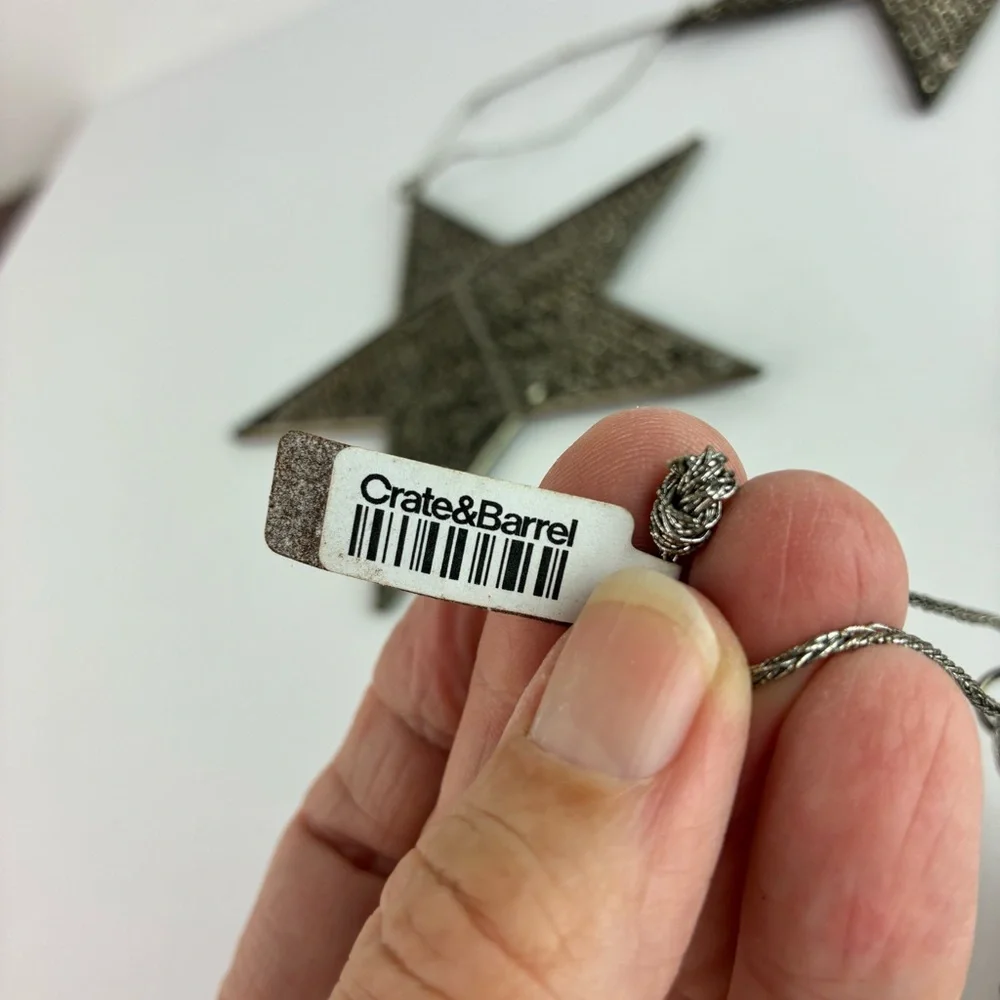 Crate & Barrel NWT Set of Beaded Metal Stars - Christmas Holiday - Perfect!